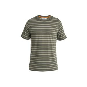 ICEBREAKER Mens Wave SS Tee Stripe, Loden/Lichen/Snow velikost: S