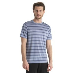 Pánské merino triko krátký rukáv ICEBREAKER Mens Wave SS Tee Stripe, Kyanite/Dawn/Snow velikost: S