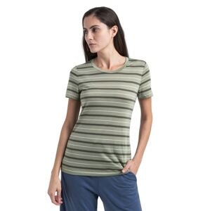 Dámské merino triko krátký rukáv ICEBREAKER Wmns Wave SS Tee Stripe, Lichen/Loden/Snow velikost: XL