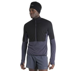 Pánská merino mikina, 1/2 zip ICEBREAKER Mens Merino 200 Realfleece™ Descender LS Half Zip, Black/Graphite/Cb velikost: S