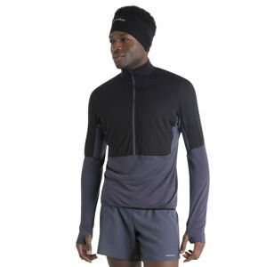 Pánská merino mikina, 1/2 zip ICEBREAKER Mens Merino 200 Realfleece™ Descender LS Half Zip, Black/Graphite/Cb velikost: XXL