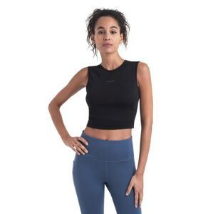 Dámské merino tílko ICEBREAKER Wmns Merino 125 ZoneKnit™ Energy Wind Cropped Bra-Tank, Black velikost: L