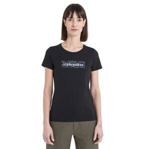 ICEBREAKER Wmns Merino Central Classic SS Tee Glacial Flow Logo, Black velikost: XS