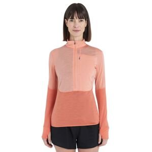 Dámská merino mikina, 1/2 zip ICEBREAKER Wmns Merino 200 Realfleece™ Descender LS Half Zip, Glow/Tang/Cb velikost: XL