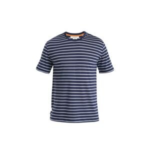 ICEBREAKER Mens Merino Drayden SS Tee Stripe, Midnight Navy/Snow velikost: M