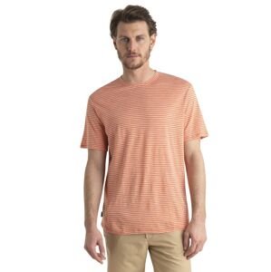 Pánské merino triko krátký rukáv ICEBREAKER Mens Merino Linen SS Tee Stripe, Ember/Snow velikost: XXL