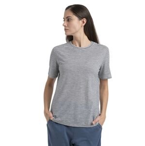 Dámské merino triko krátký rukáv ICEBREAKER Wmns Merino Linen SS Tee Stripe, Snow/Midnight Navy velikost: XL