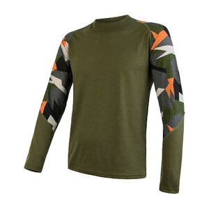 SENSOR MERINO IMPRESS pánské triko dl.rukáv safari/camo Velikost: S