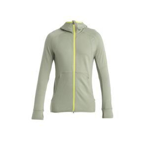 ICEBREAKER Mens Merino Quantum ZoneKnit™ LS Zip Hoodie, Lichen/Hyper velikost: L