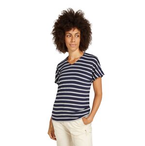 Dámské merino tričko s krátkým rukávem ICEBREAKER Wmns M 125 CL Drayden Reverse SS Top Strip, Midnight Navy/Snow velikost: L