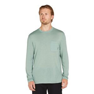 Pánské merino tričko s dlouhým rukávem ICEBREAKER Mens Tech Lite III LS Relaxed Pocket Te, Moss velikost: M