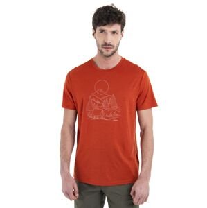 Pánské merino triko krátký rukáv ICEBREAKER Mens Merino 150 Tech Lite III SS Tee Sunset Camp, Molten velikost: XXL