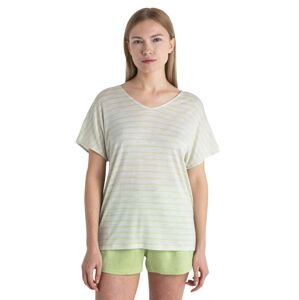 Dámské merino triko krátký rukáv ICEBREAKER Wmns Merino Drayden Reversible SS Top Stripe, Ecru Heather/Glazen velikost: L