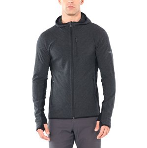 Pánská merino mikina s kapucí ICEBREAKER Mens Descender LS Zip Hood, Jet Heather/Black velikost: L