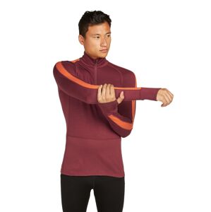 Pánské merino tričko s dlouhým rukávem ICEBREAKER Mens ZoneKnit 200 LS Half Zip, Port/Blaze velikost: L