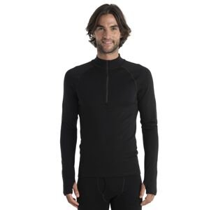 Pánské merino tričko s dlouhým rukávem ICEBREAKER Mens 300 MerinoFine Polar LS Half Zip, Black velikost: L