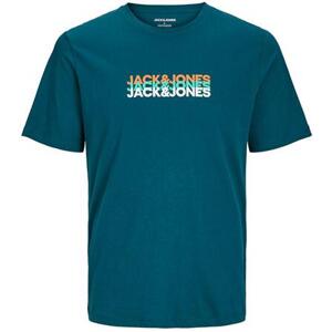 Jack&Jones PLUS Pánské triko JJCYBER Standard Fit 12259838 Deep Teal 5XL