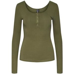 Pieces Dámské triko PCKITTE Slim Fit 17101437 Deep lichen green S