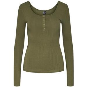 Pieces Dámské triko PCKITTE Slim Fit 17101437 Deep lichen green L