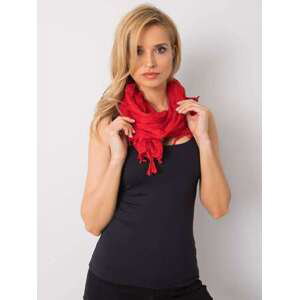 Fashionhunters Dámský červený šátek s třásněmi ONE SIZE, JEDNA, VELIKOST