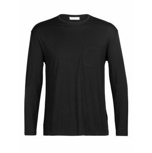 pánské merino triko dlouhý rukáv ICEBREAKER Mens Granary LS Pocket Tee, Black velikost: M