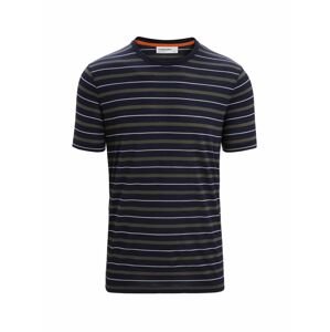 ICEBREAKER Mens Wave SS Tee Stripe, Midnight Navy/Loden velikost: L