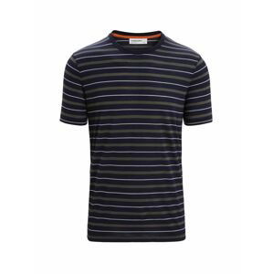 ICEBREAKER Mens Wave SS Tee Stripe, Midnight Navy/Loden velikost: S