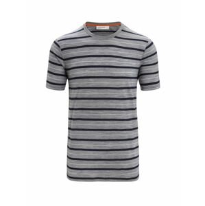 ICEBREAKER Mens Wave SS Tee Stripe, Metro Heather/Midnight Navy velikost: M