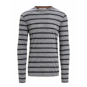 ICEBREAKER Mens Wave LS Tee Stripe, Metro Heather/Midnight Navy velikost: L