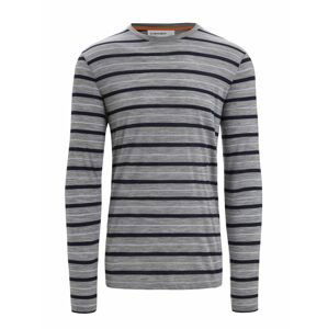 ICEBREAKER Mens Wave LS Tee Stripe, Metro Heather/Midnight Navy velikost: M