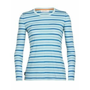 dámské merino triko dlouhý rukáv ICEBREAKER Wmns Wave LS Tee Stripe, Haze/Azul/S velikost: S