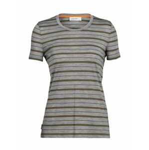 dámské merino triko krátký rukáv ICEBREAKER Wmns Wave SS Tee Stripe, Metro Heather/Loden/S velikost: L