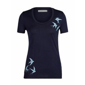 dámské merino triko krátký rukáv ICEBREAKER Wmns Tech Lite II SS Scoop Tee Shapes, Midnight Navy velikost: S