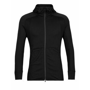 pánská mikina s kapucí, zip ICEBREAKER Mens ZoneKnit™  LS Zip Hoodie, Black velikost: L