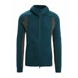 ICEBREAKER Mens Merino Quantum ZoneKnit LS Zip Hoodie, Green Glory/Loden velikost: L