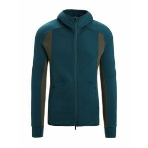 ICEBREAKER Mens Merino Quantum ZoneKnit™ LS Zip Hoodie, Green Glory/Loden velikost: M