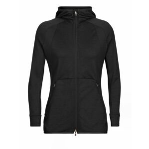 dámská mikina s kapucí, zip ICEBREAKER Wmns ZoneKnit™  LS Zip Hoodie, Black velikost: XS