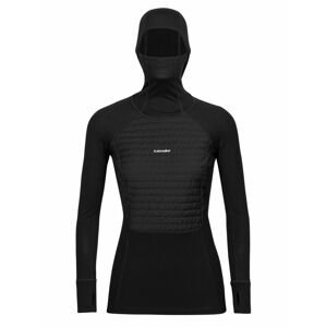 dámská mikina s kapucí ICEBREAKER Wmns ZoneKnit™ Insulated LS Hoodie, Black velikost: M