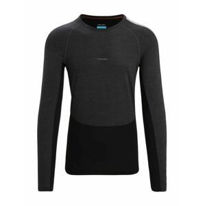 ICEBREAKER Mens 125 ZoneKnit LS Crewe, Jet Heather/Black/Metro Heather velikost: L