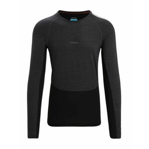 ICEBREAKER Mens 125 ZoneKnit LS Crewe, Jet Heather/Black/Metro Heather velikost: M