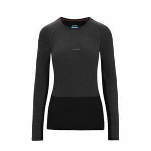 Dámské merino triko dlouhý rukáv ICEBREAKER Wmns 125 ZoneKnit LS Crewe, Jet Heather/Black/Metro Heather velikost: XL