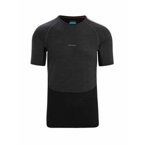 ICEBREAKER Mens 125 ZoneKnit SS Crewe, Jet Heather/Black/Metro Heather velikost: L