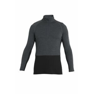 ICEBREAKER Mens Merino ZoneKnit 200 LS Half Zip, Jet Heather/Black/Metro H velikost: M