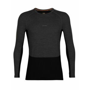 pánské triko dlouhý rukáv ICEBREAKER Mens ZoneKnit™ 200 LS Crewe, Jet HTHR/Black/Metro HTHR/Cb velikost: L