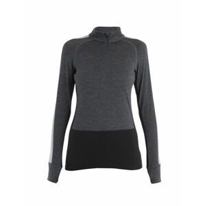 ICEBREAKER Wmns Merino ZoneKnit 200 LS Half Zip, Jet Heather/Black/Metro H velikost: L