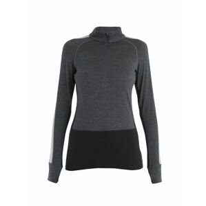 ICEBREAKER Wmns Merino ZoneKnit 200 LS Half Zip, Jet Heather/Black/Metro H velikost: M