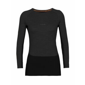 dámské triko dlouhý rukáv ICEBREAKER Wmns ZoneKnit™ 200 LS Crewe, Jet HTHR/Black/Metro HTHR/Cb velikost: L