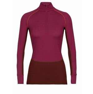 dámské triko dlouhý rukáv ICEBREAKER Wmns ZoneKnit™ 260 LS Half Zip, Cherry/Espresso/Flash/Cb velikost: L