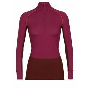 dámské triko dlouhý rukáv ICEBREAKER Wmns ZoneKnit™ 260 LS Half Zip, Cherry/Espresso/Flash/Cb velikost: S