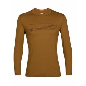 pánské triko dlouhý rukáv ICEBREAKER Mens 200 Oasis LS Crewe Ski Stripes, Clove velikost: M